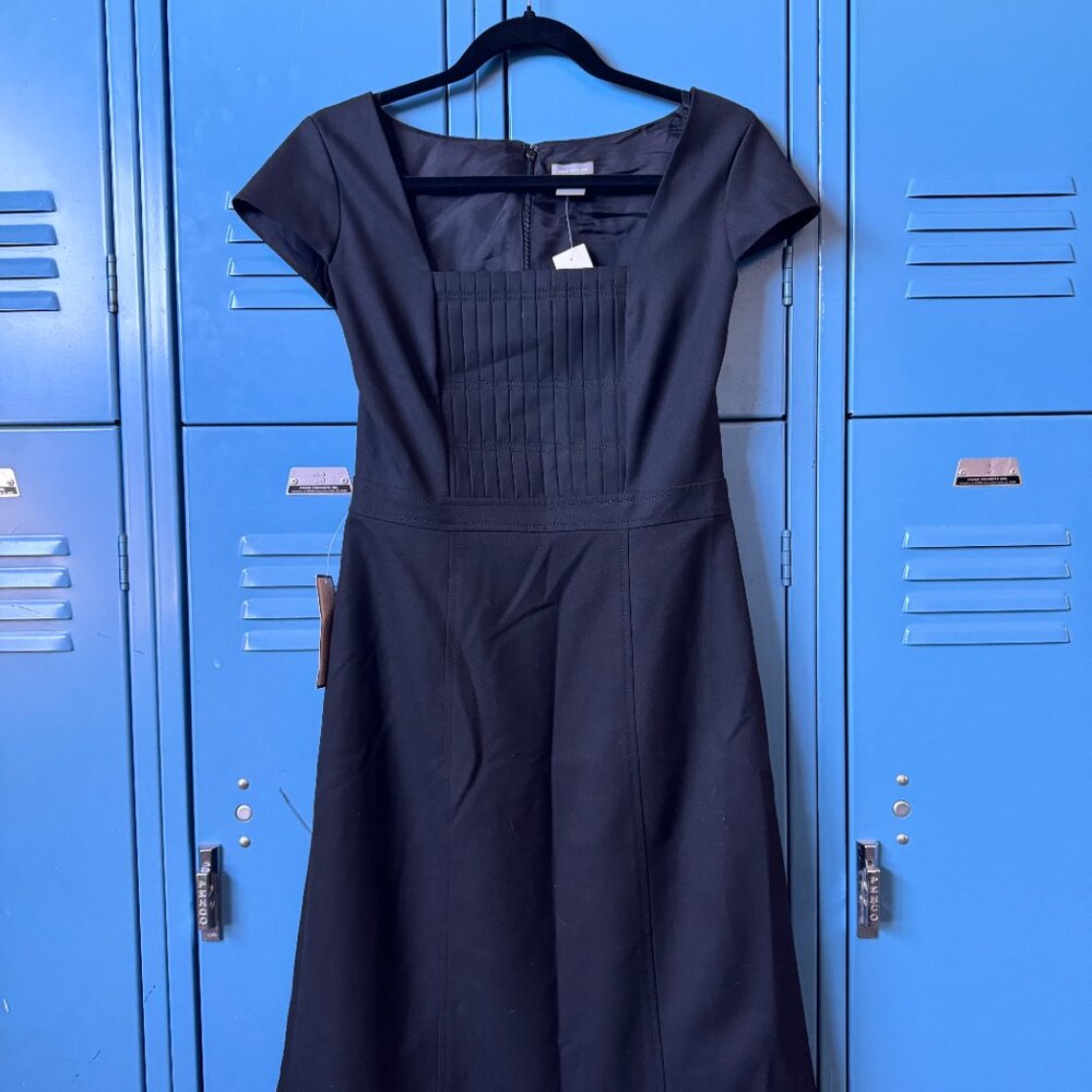 Ann Taylor Stunning Black Dress Pleated Bodice Career Cocktail Size 4
